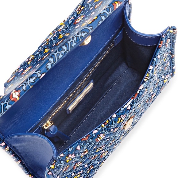 🆕 Tory Burch Fleming Printed Convertible Shoulder Bag in blue wild pansy - Picture 7 of 9